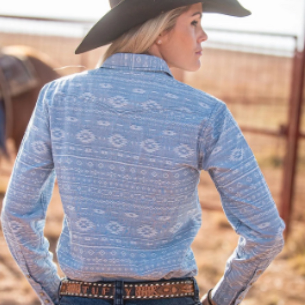 WOMEN'S STRAN T Denim, Pearl Snap Button Up